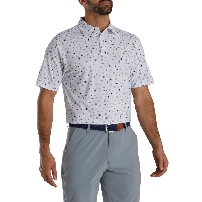 Camisas Footjoy Transfusion Print Lisle Self Collar Hombre Blancas | YCNOMFD-17