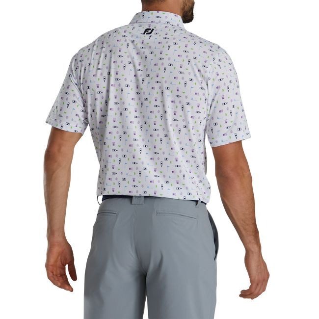 Camisas Footjoy Transfusion Print Lisle Self Collar Hombre Blancas | YCNOMFD-17