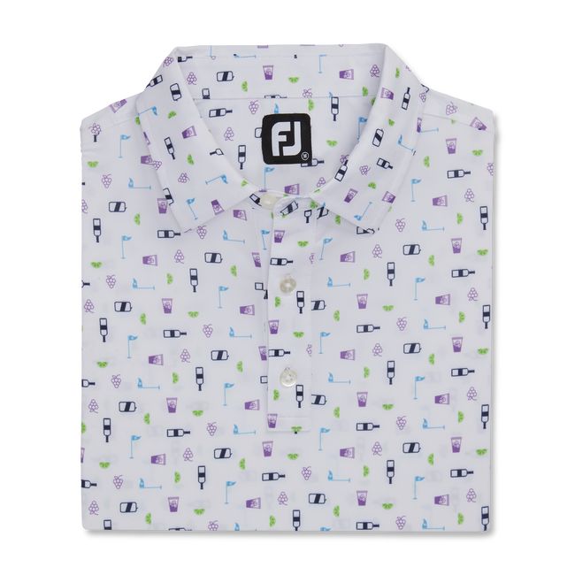 Camisas Footjoy Transfusion Print Lisle Self Collar Hombre Blancas | YCNOMFD-17