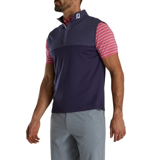 Chalecos Footjoy Heather Yoke Half-Zip - Fj Tour Collar Hombre Azul Marino | YKDUBRQ-16