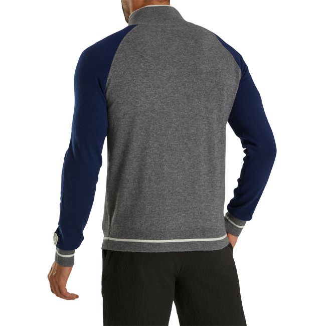 Sudaderas Footjoy Cashmere Quarter-Zip Pullover Hombre Azul Marino Gris | CDSNWVB-71