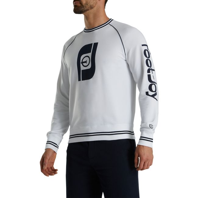 Sudaderas Footjoy French Terry Raglan Crewneck Hombre Blancas | VNAFWDQ-12