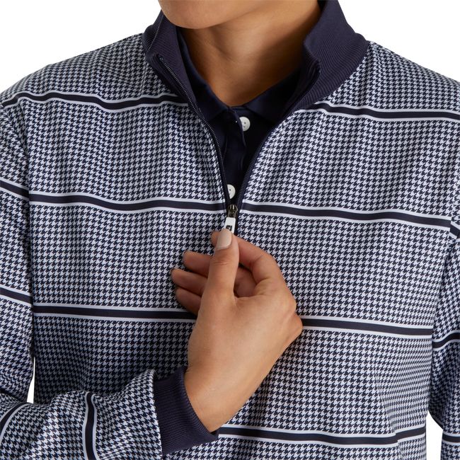 Sudaderas Footjoy Half-Zip Houndstooth Print Mid-Layer Mujer Azul Marino | ZWNITUV-56