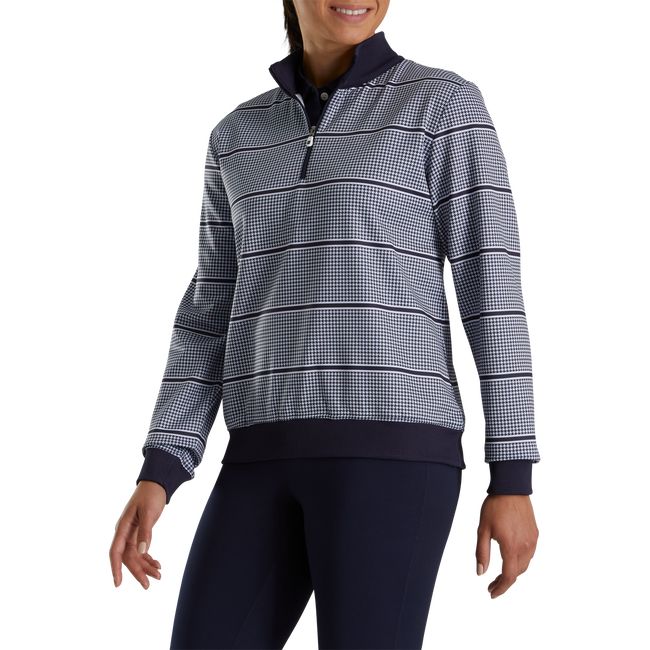 Sudaderas Footjoy Half-Zip Houndstooth Print Mid-Layer Mujer Azul Marino | ZWNITUV-56