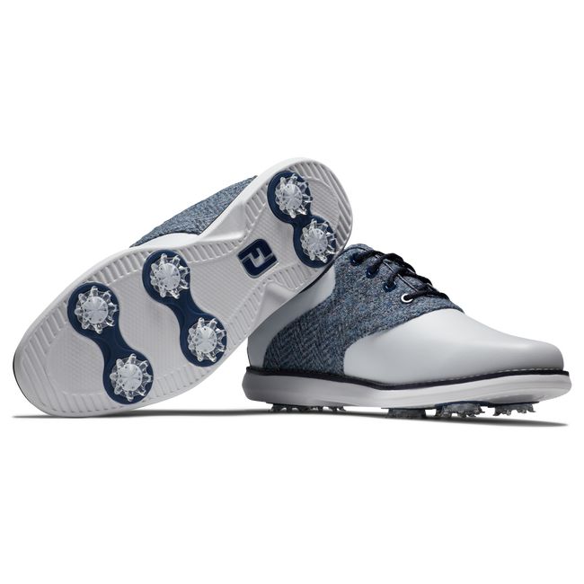 Zapatos Golf Con Pinchos Footjoy Lewis Traditions Mujer Blancas Azules | ZSBXNDY-65