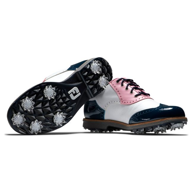 Zapatos Golf Con Pinchos Footjoy Myjoys Premiere Series - Shield Tip Mujer Blancas Rosas Azul Marino | BIDRFJG-71