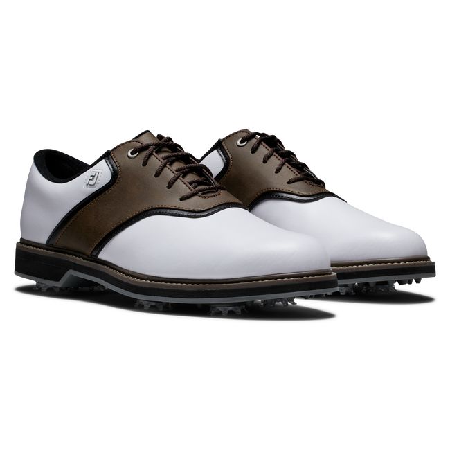 Zapatos Golf Con Pinchos Footjoy Originales Hombre Blancas Marrones | QXPYTZL-01