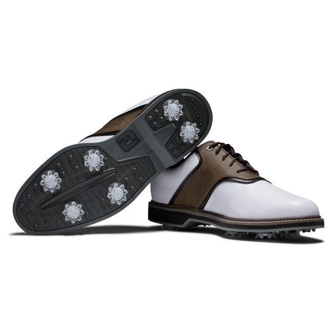 Zapatos Golf Con Pinchos Footjoy Originales Hombre Blancas Marrones | QXPYTZL-01