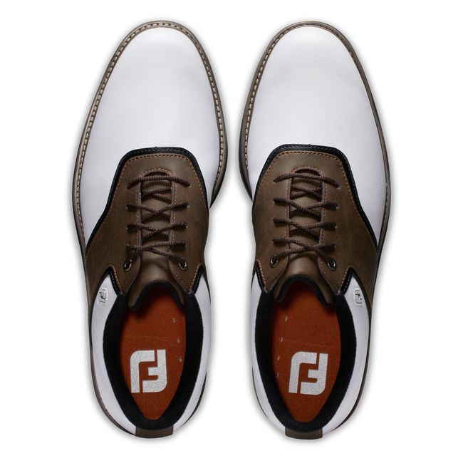 Zapatos Golf Con Pinchos Footjoy Originales Hombre Blancas Marrones | QXPYTZL-01