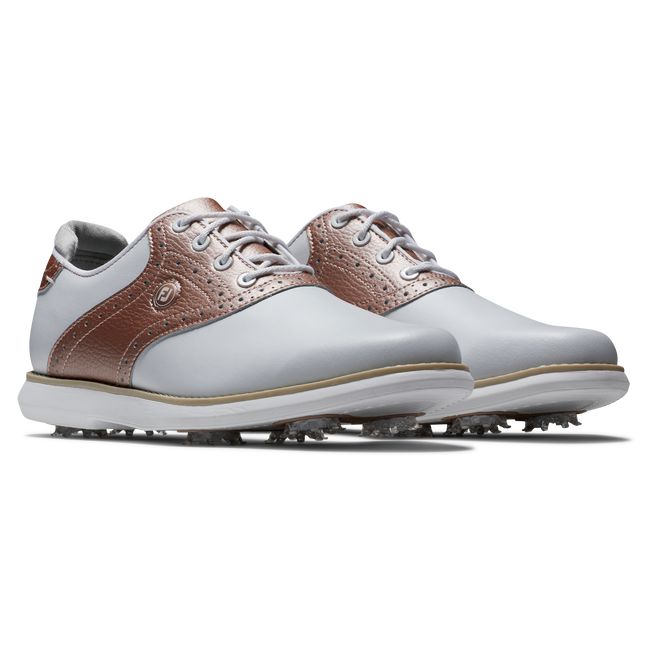 Zapatos Golf Con Pinchos Footjoy Traditions Mujer Blancas Rosas Doradas | ARJIDFK-81