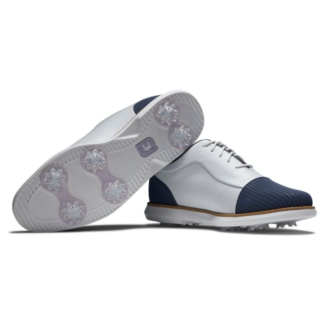 Zapatos Golf Con Pinchos Footjoy Traditions Cap Puntera Mujer Blancas Azul Marino | GYXOREZ-49