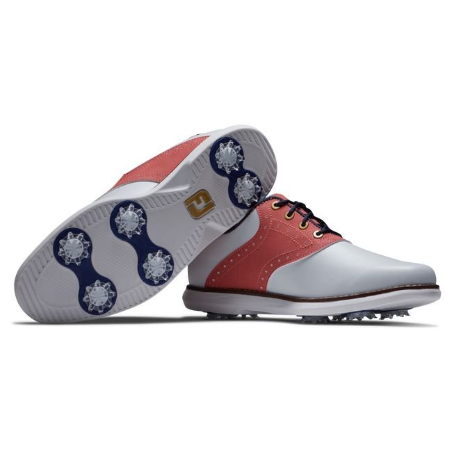 Zapatos Golf Con Pinchos Footjoy Traditions - Summer Classics Mujer Blancas Azules | SJCOYTH-02