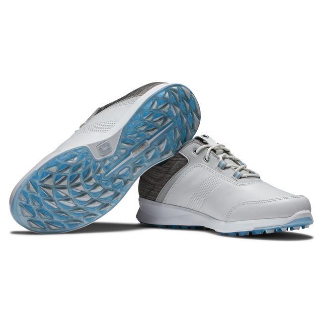 Zapatos Golf Sin Pinchos Footjoy Stratos Mujer Blancas Gris | FTVHCED-89