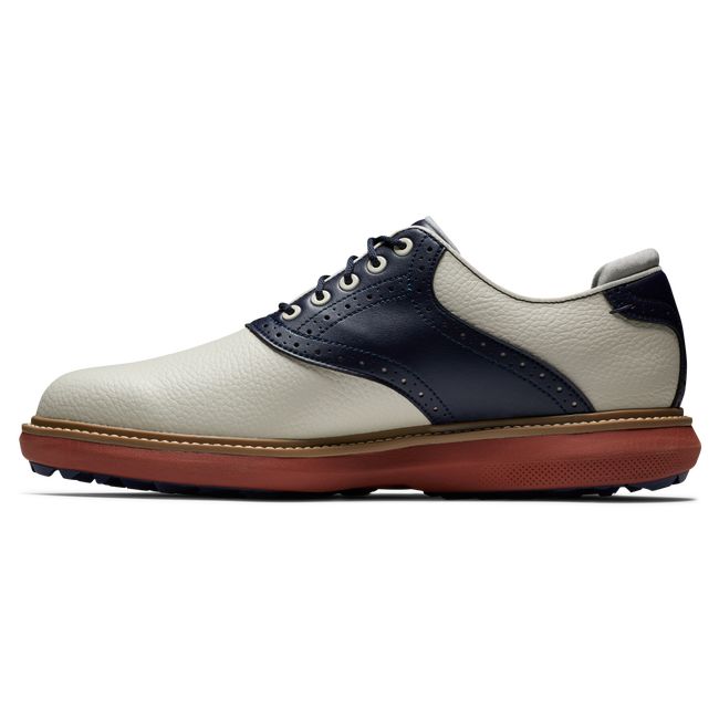 Zapatos Golf Sin Pinchos Footjoy Traditions Hombre Creme Azul Marino | VHQZPUI-60