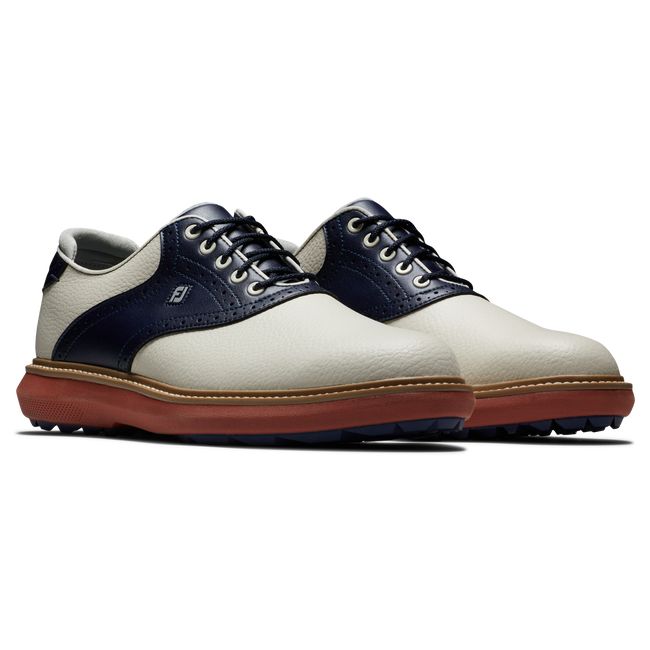 Zapatos Golf Sin Pinchos Footjoy Traditions Hombre Creme Azul Marino | VHQZPUI-60