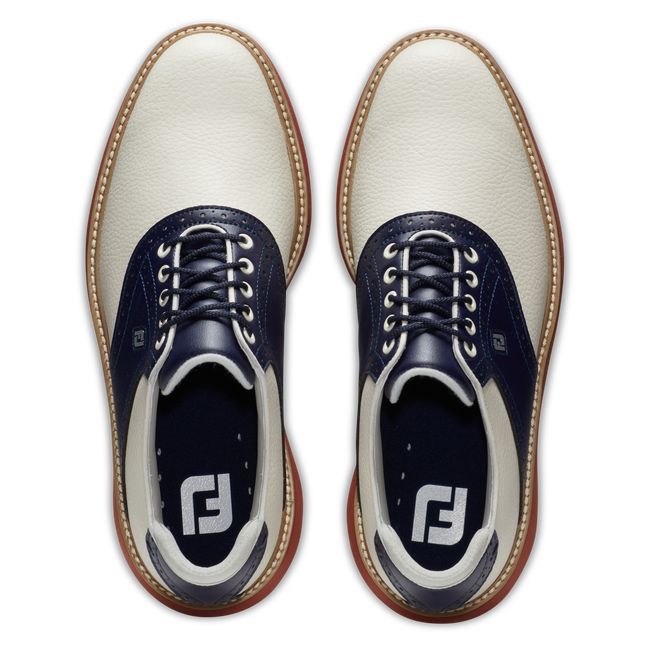 Zapatos Golf Sin Pinchos Footjoy Traditions Hombre Creme Azul Marino | VHQZPUI-60