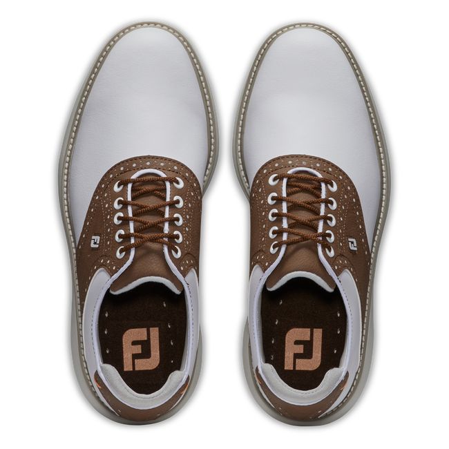 Zapatos de Golf Footjoy Traditionally Hombre Blancas Marrones | AYCXLDP-48